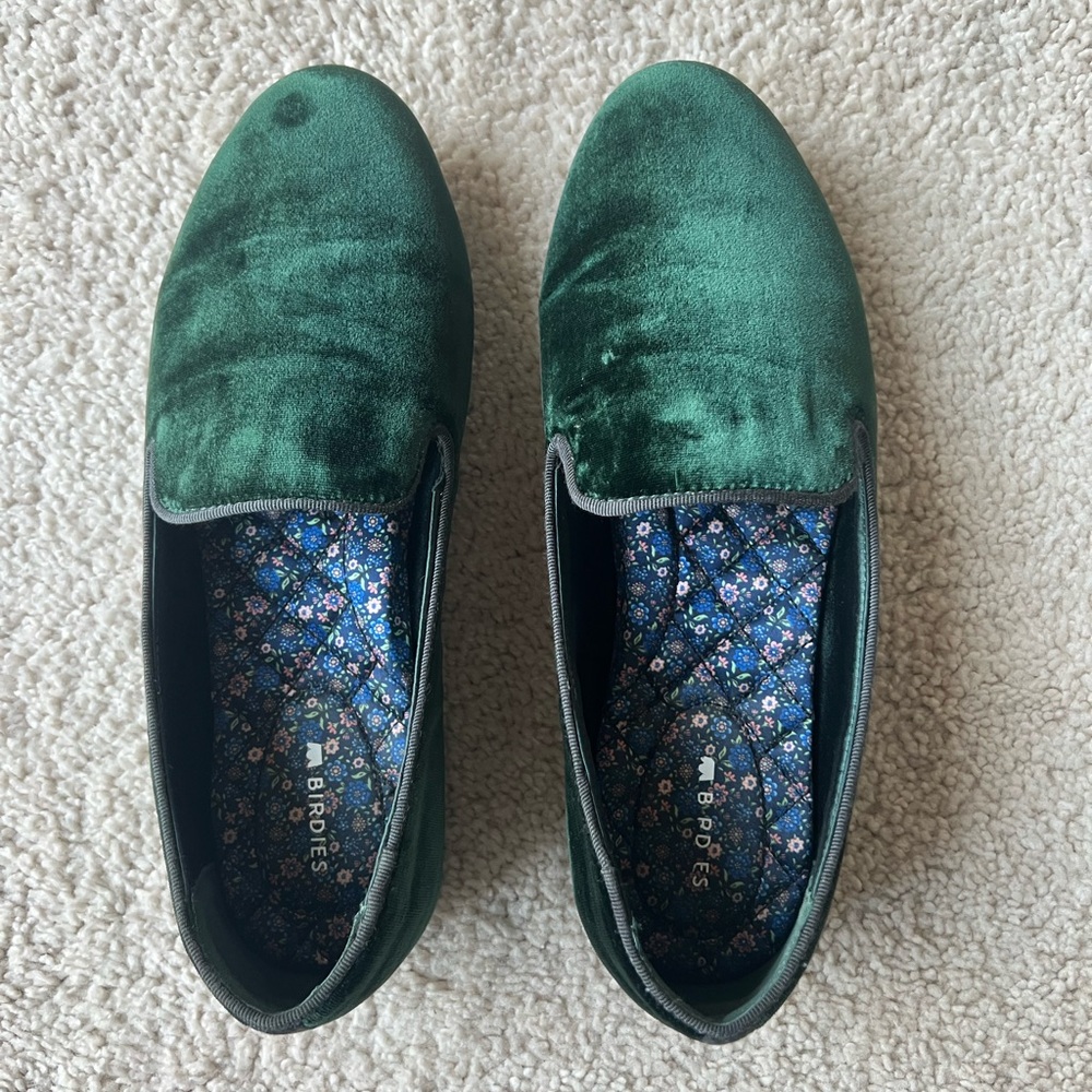 Birdies - The Starling, Emerald Green Velvet Loafers